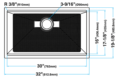 32-inch Large Single Bowl, 16g LZ Series, Workstation