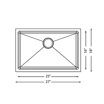 Large Single Bowl - 16g HZX Series, Nested, 27" - 708729