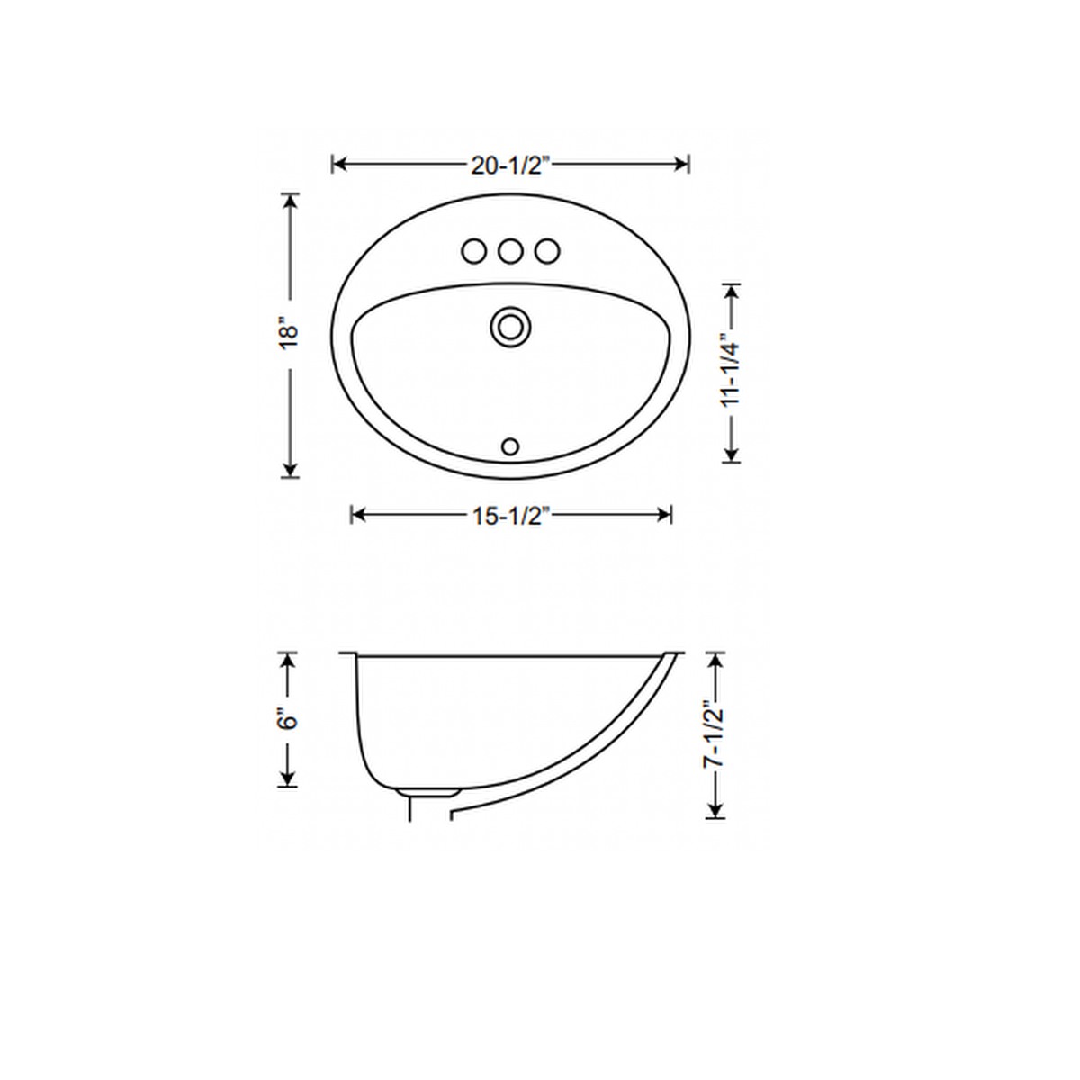 Oval Vanity 2017 - White, Drop-In