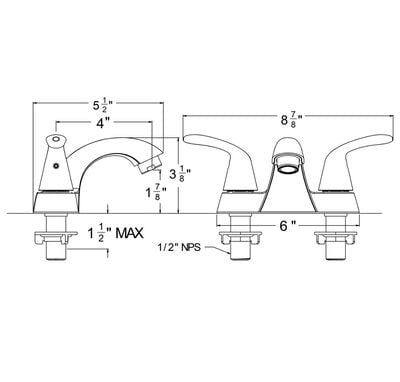 Faucet 4" Center Set Bathroom - Satin Nickel