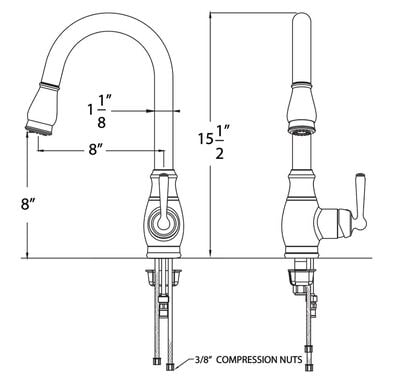 Faucet Classic Gooseneck Kitchen Faucet w/ Pull-Down Sprayer - Satin Nickel