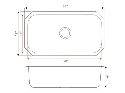 Large Single Bowl - 16g V Series, 30"