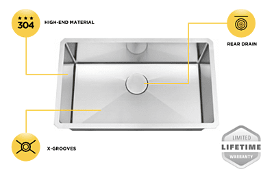 Large Single Bowl - 18g HZ Series, Nested