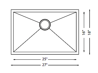 Large Single Bowl -18g HZ Series, Zero Radius, 27"