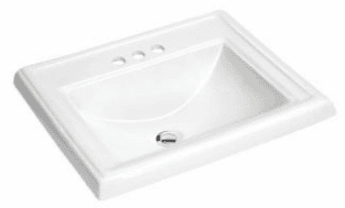 Luvul 23 x 18 inches Rectangular Drop-in Ceramic Bathroom Sink with 3 holes White