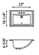 Luvul 23 x 18 inches Rectangular Drop-in Ceramic Bathroom Sink with 3 holes White